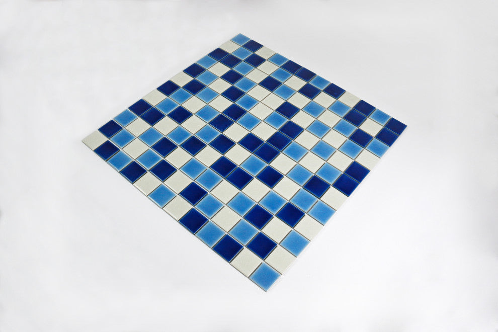 Monet 12"x 12" Porcelain Square Mosaic Tile,Blue/White, Piece