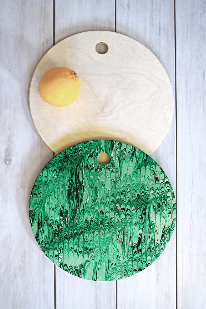 Amy Sia Marble Wave Emerald Cutting Board, 11.5"x11.5"
