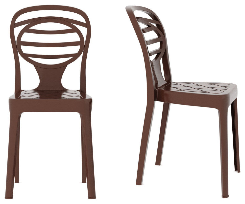 Kova Resin Patio Chair Set of Two, Brown