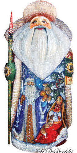 Artistic Wood Carved Santa Claus Christmas Night Sculpture