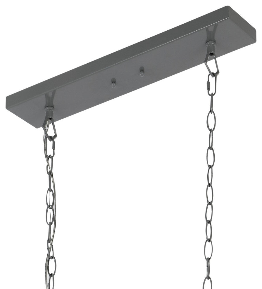 Pagoda Lantern Metal LED Pendant, Gray, Width: 49"