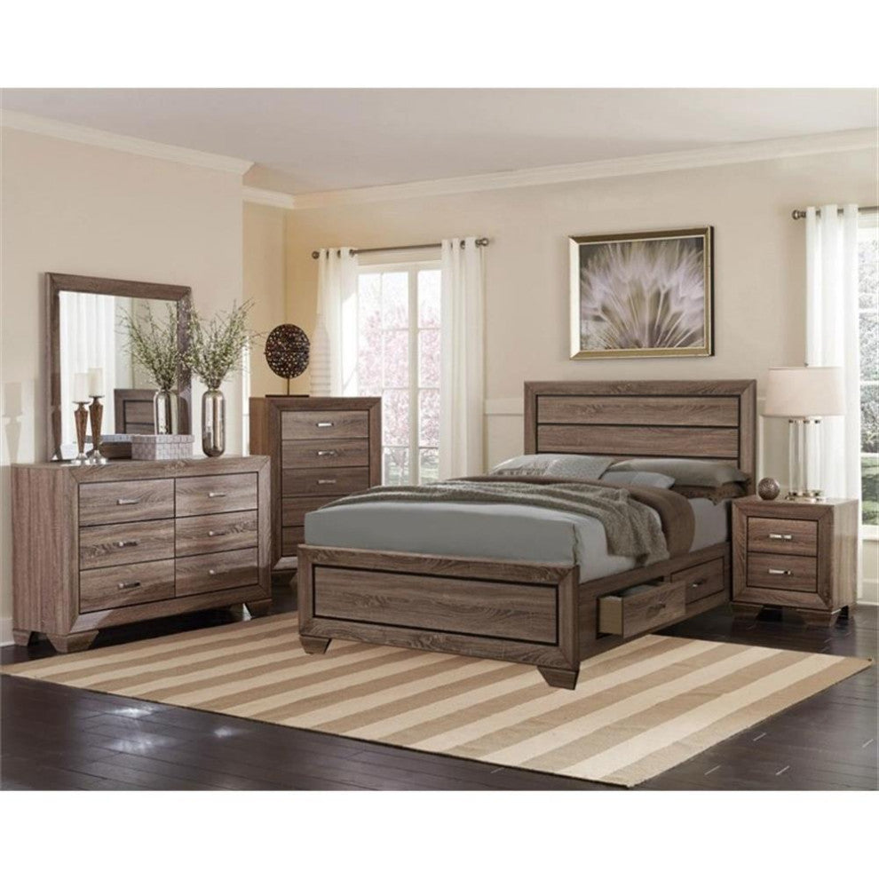 Coaster Kauffman Wood California King Storage Bed Washed Taupe