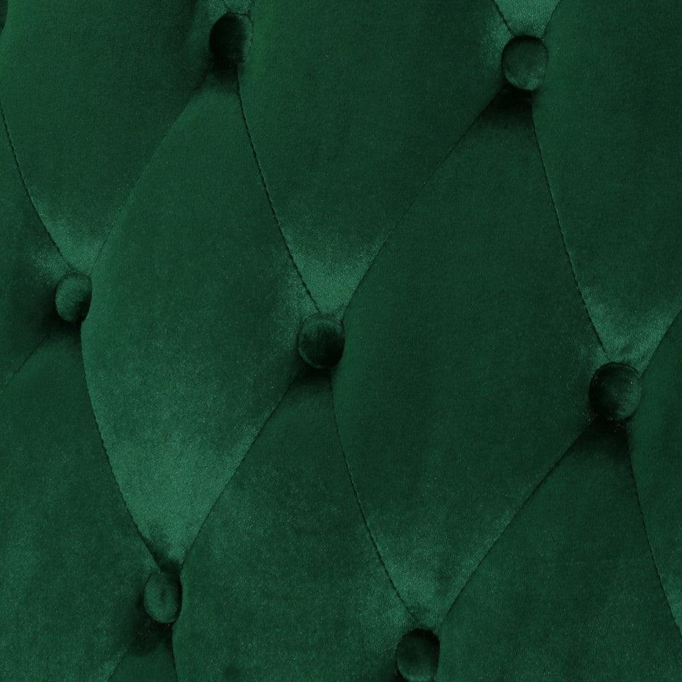 GDF Studio Leah Traditional Tufted High Winged Back New Velvet Loveseat, Emerald