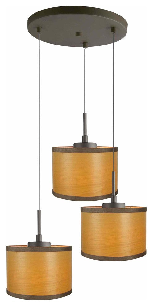 Merna 3-Light Cluster Pendant, Bronze, Veneer/Nougat