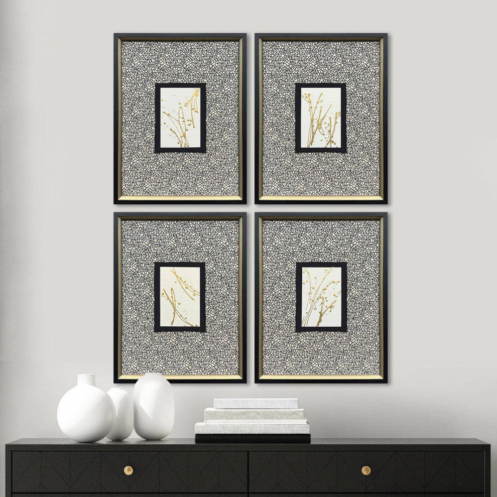 Liquid Gold II Framed Art, 4-Piece Set