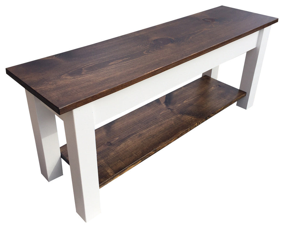 Colonial Harvest Bench With Shelf, Colonial, 48"