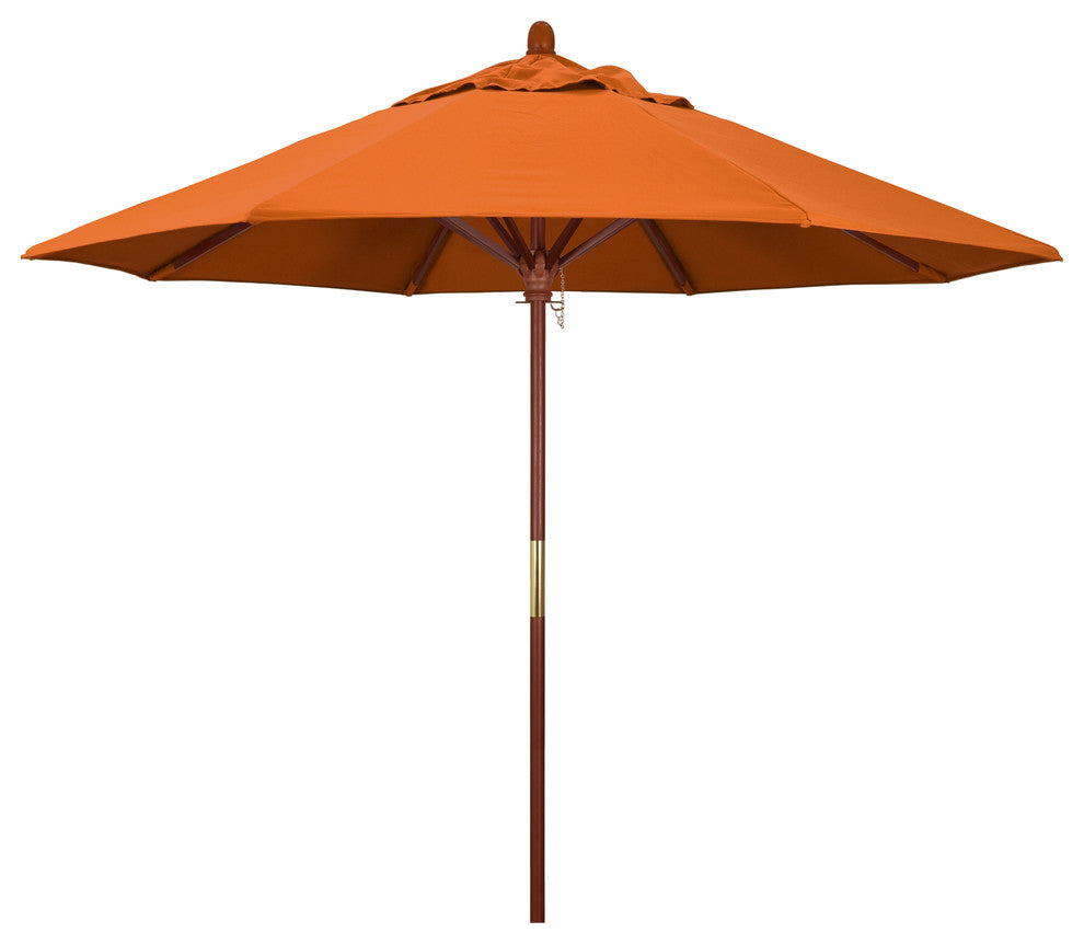 9' Square Push Lift Wood Umbrella, Tuscan Pacifica