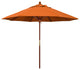 9' Square Push Lift Wood Umbrella, Tuscan Pacifica