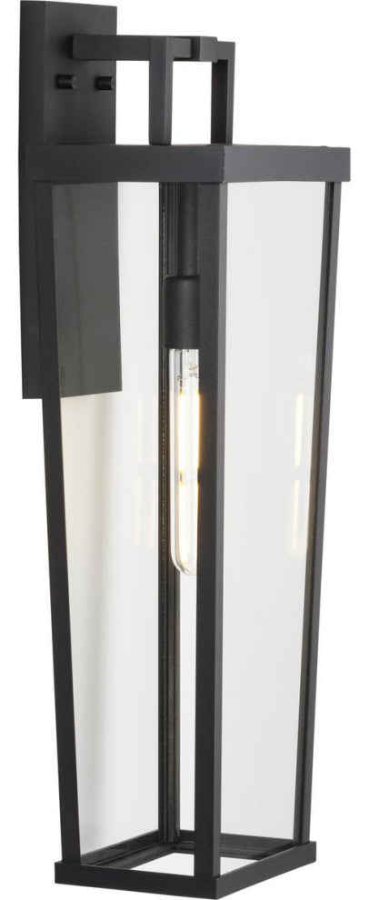 Tryon One-Light Black New Traditional Outdoor Wall Lantern, 9.5x7x24"