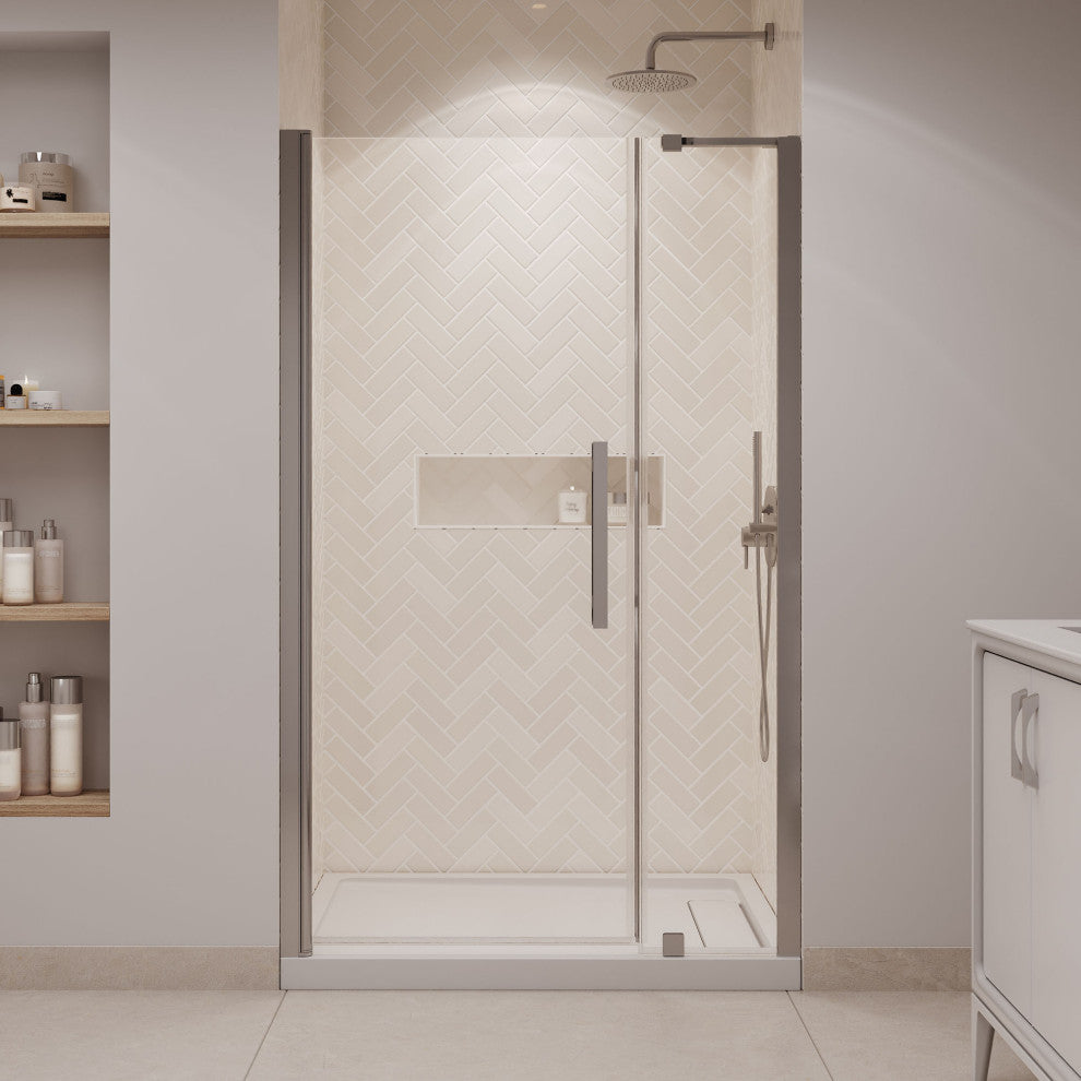 Pasadena 48"Wx36"Dx74 3/4"H Alcove Pivot Shower Kit Nickel Base