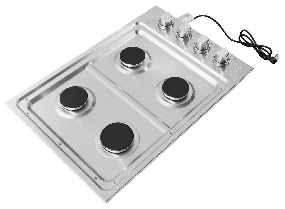 30 in. Luxury Gas Cooktop in Stainless Steel with 4 Italian Burners Easy Clean