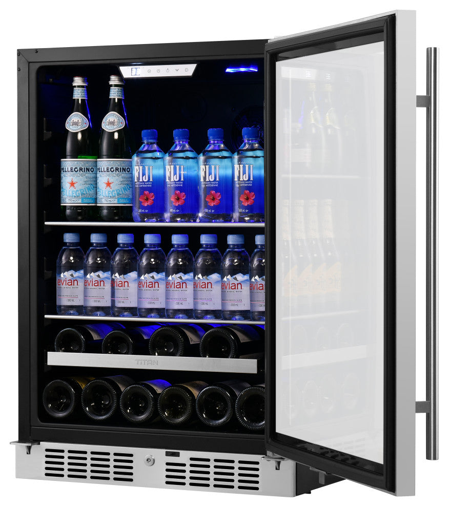 Titan Signature 24" 84Bottle 13Can SS Door Single Zone Wine and Beverage Cooler