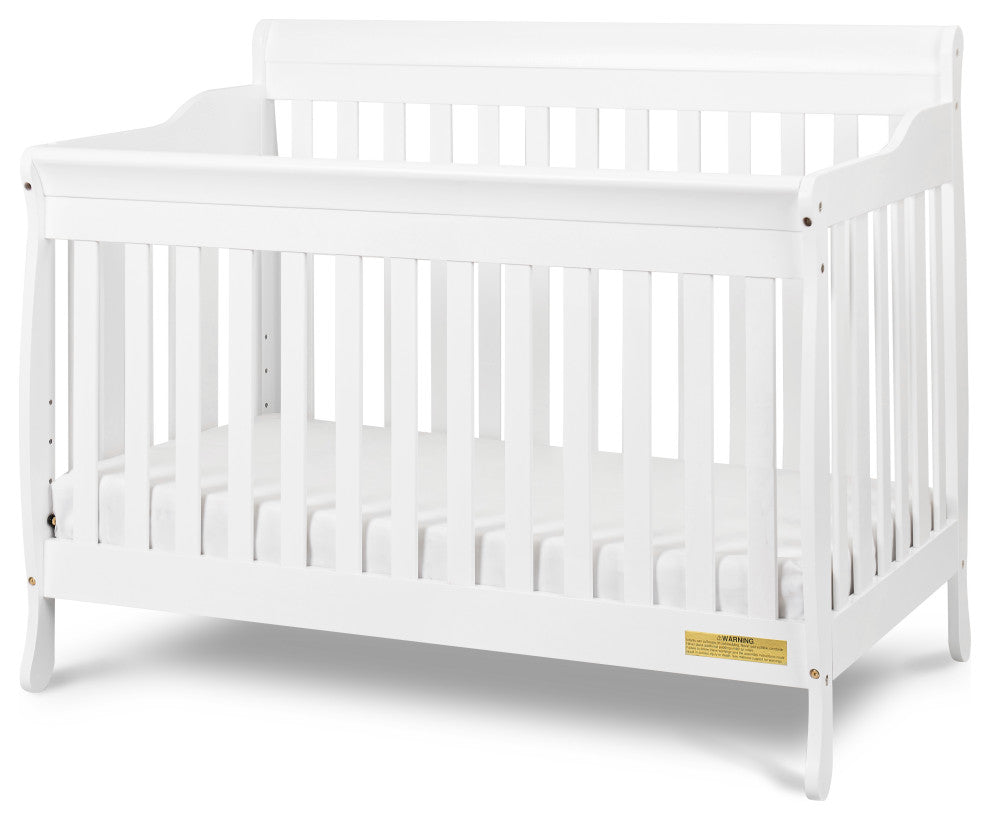 Baby Mile Eve 4-in-1 Convertible Crib With Guardrail, White
