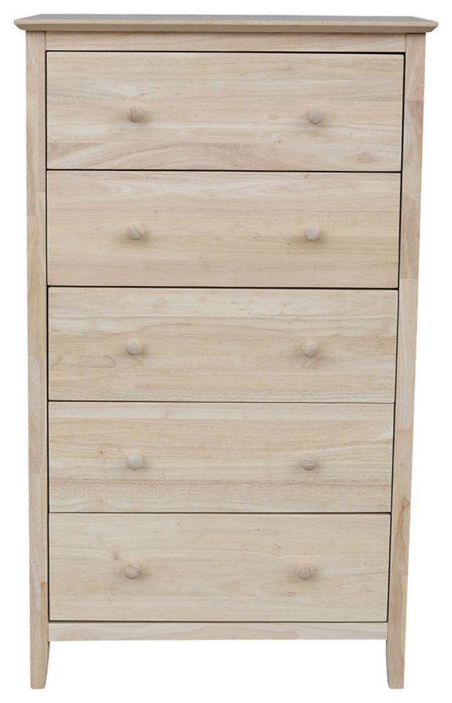 Solid Wood Dresser Chest With 5 Drawers