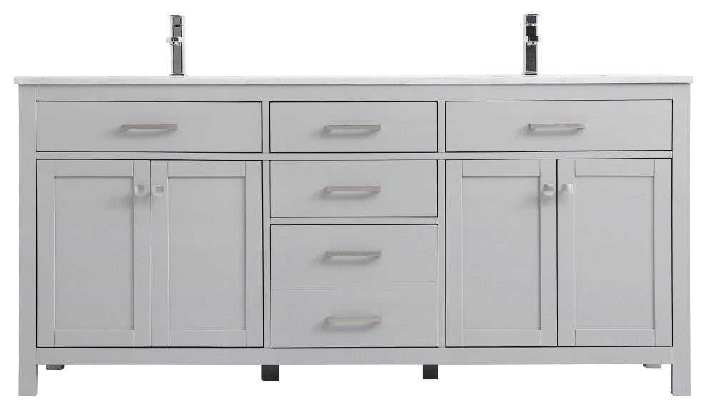 72" Double Bathroom Vanity, Grey