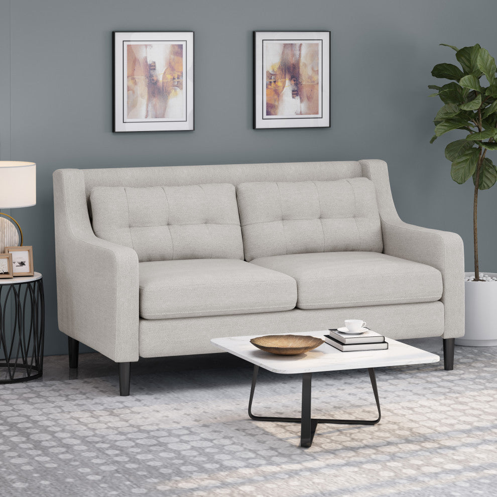 Zahara Fabric Loveseat, Beige and Dark Brown