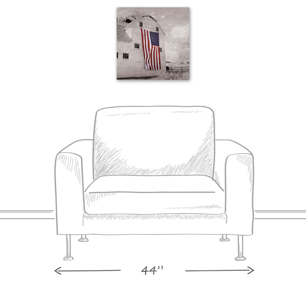 Patriotic Barn 16x16 Canvas Wall Art