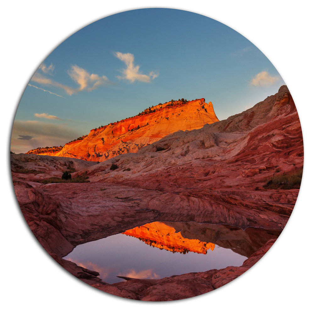 Vermillion Cliffs Lake In Morning, Landscape Round Wall Art, 36"