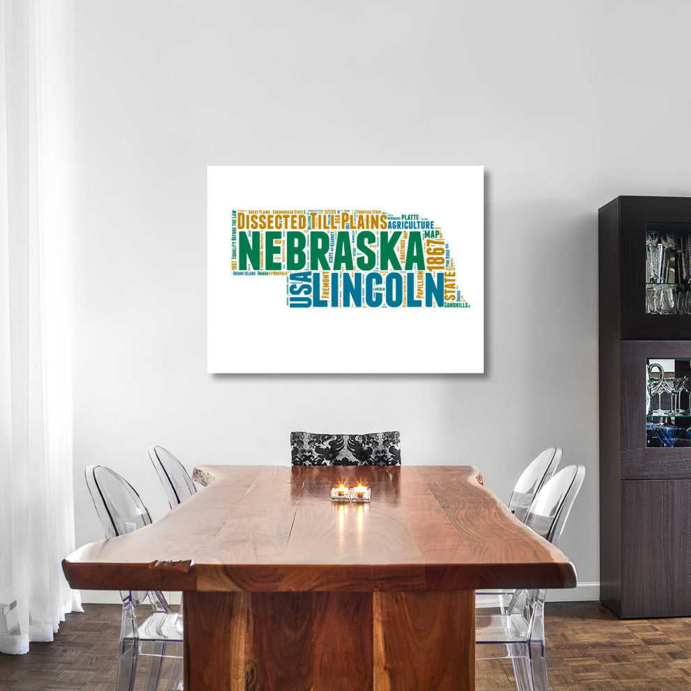 "Nebraska Word Cloud Map" Fine Art Print