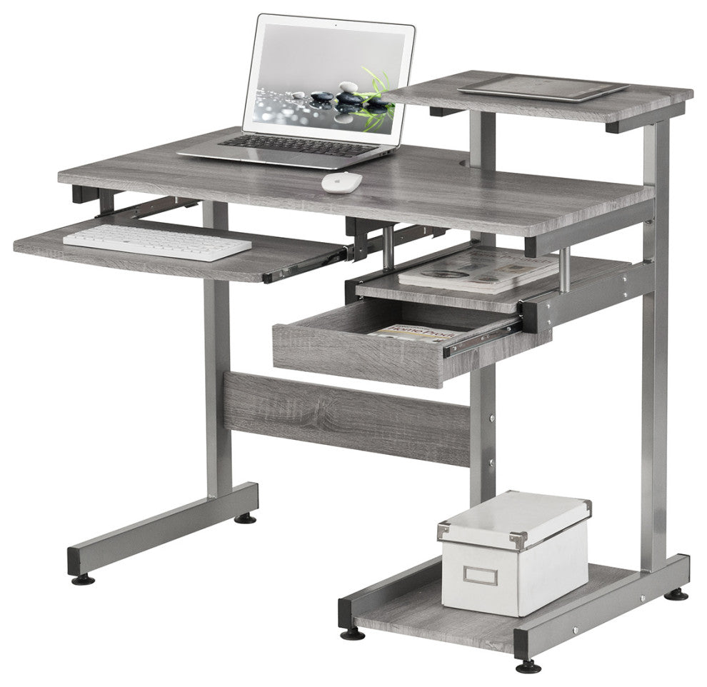 Techni Mobili Complete Computer Workstation Desk, Grey