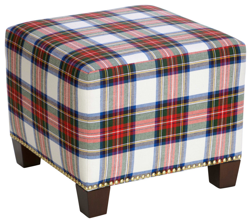 Quinn Square Nail Button Ottoman, Stewart Dress Multi