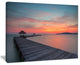 "Gloomy Seashore With Long Wood Pier" Sea Pier Wall Art Canvas Print, 40"x30"
