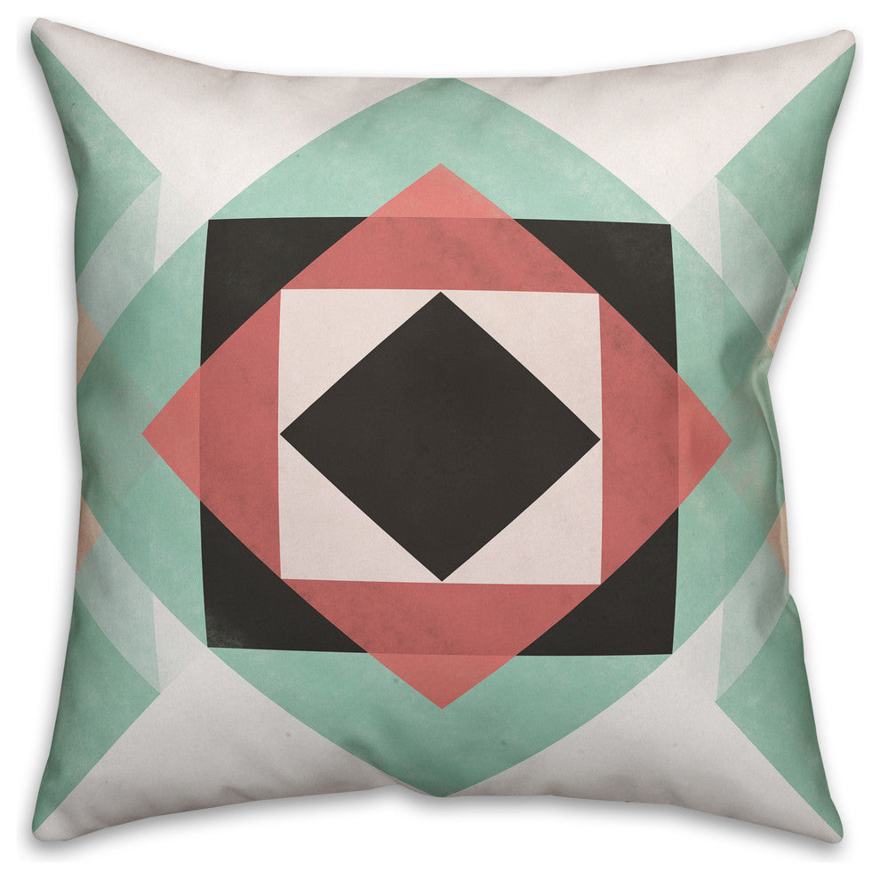 Geometric Pink and Teal Pillow, 20x20