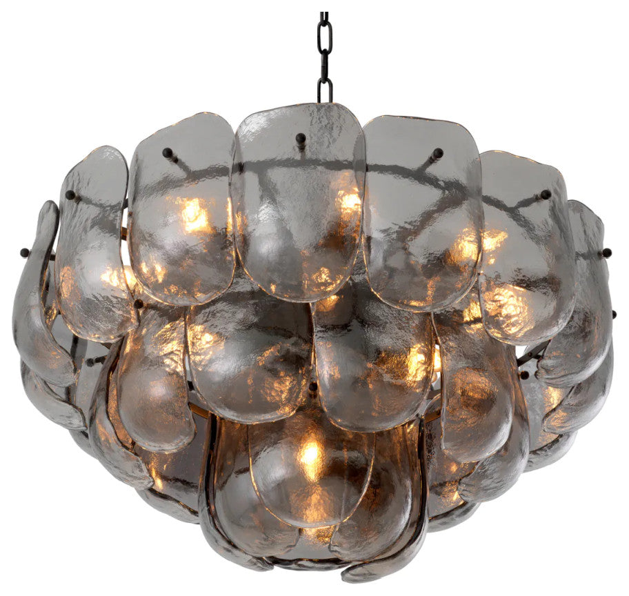 Glass Sheets Tiered Chandelier, Eichholtz Gustave, Smoke