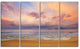 "Bright Morning Over The Sea" Modern Seashore Canvas Art, 4 Panels, 48"x28"