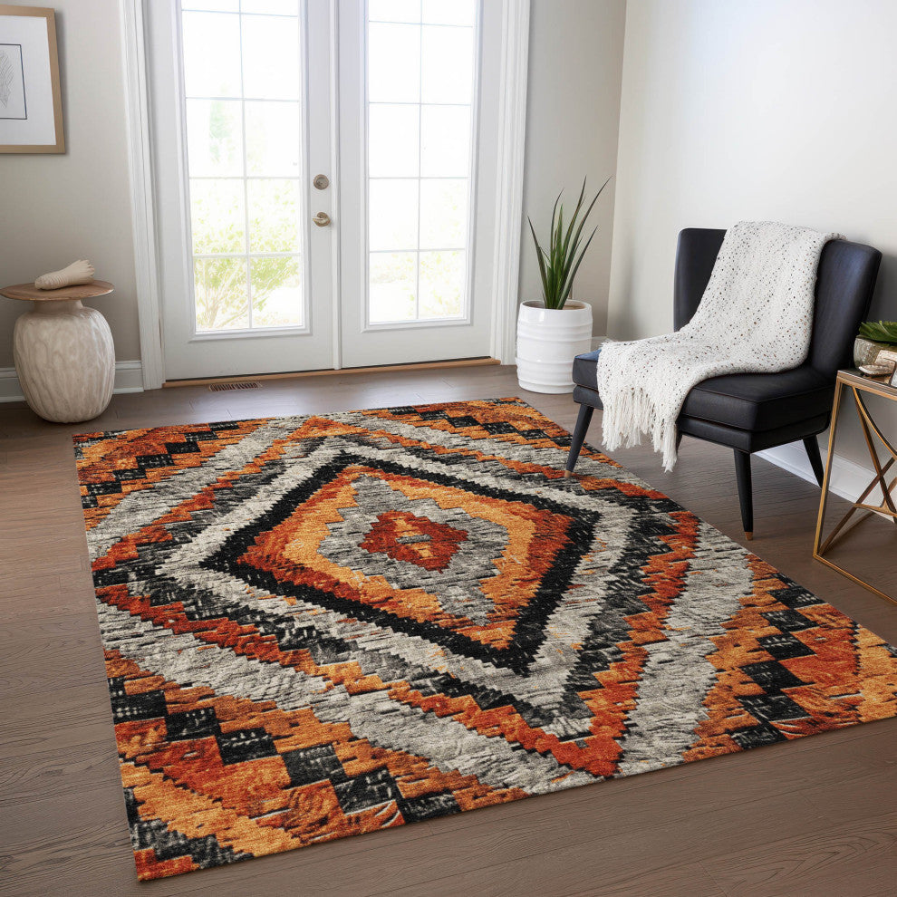 Machine Washable Indoor/Outdoor Chantille ACN1890 Clay 3' x 5' Rug