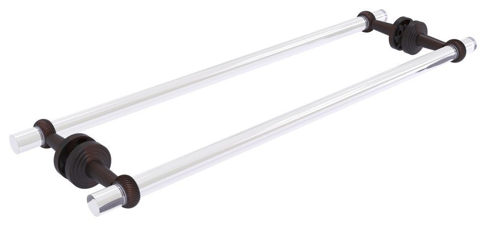 Pacific Beach 24" Twisted Back to Back Shower Door Towel Bar, Venetian Bronze