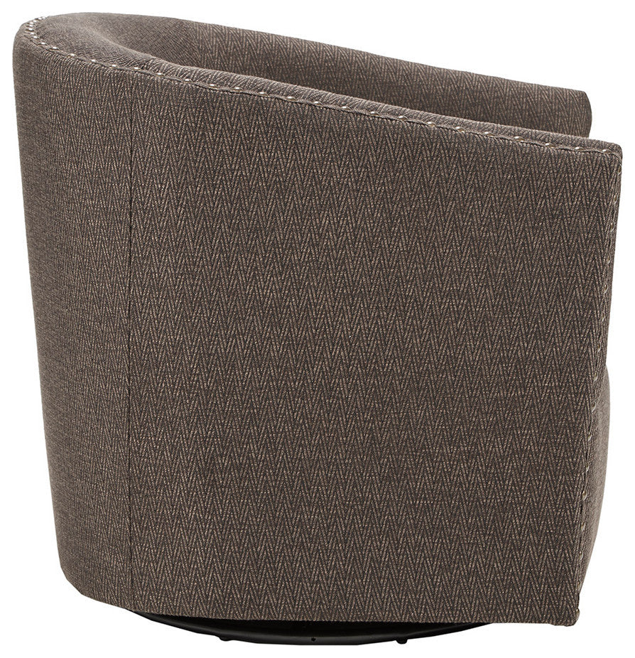 Madison Park Tyler Upholstered Swivel Barrel Chair with Nailheads, Chocolate