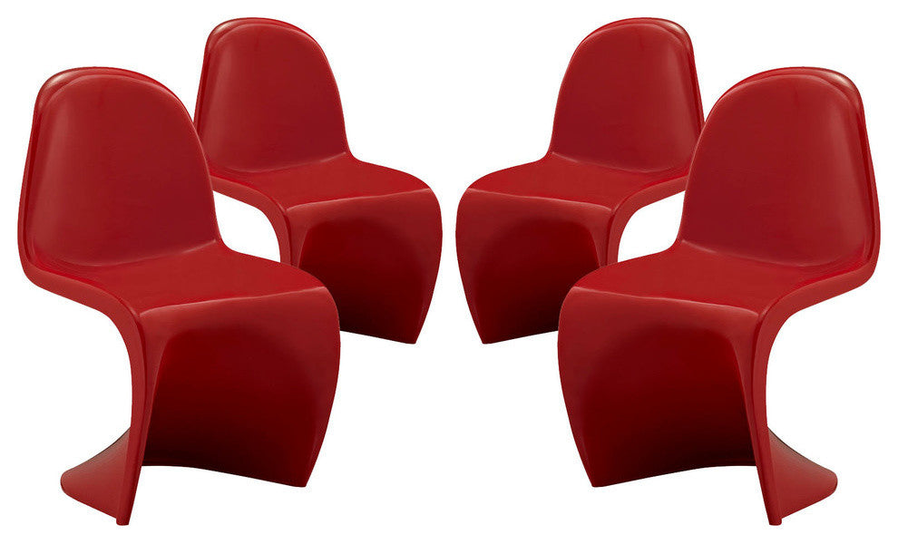 Modern Contemporary Living Room Kids Chair Set of 4 Red