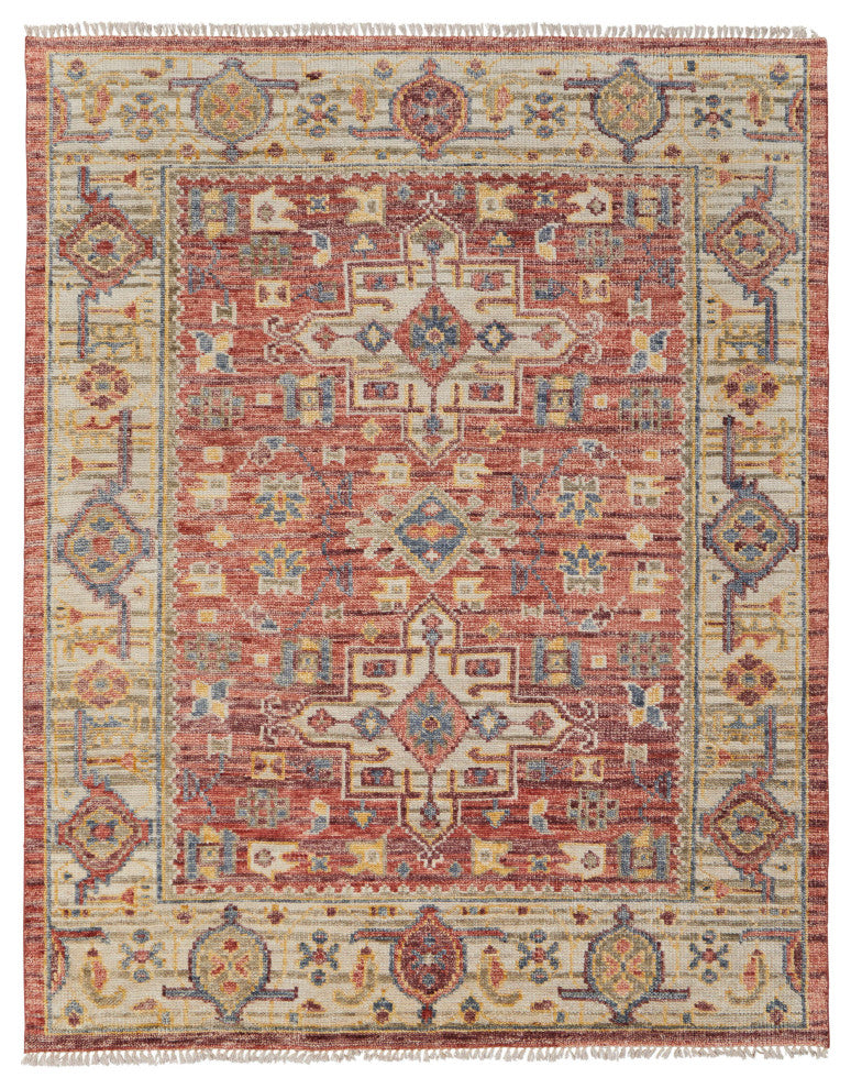 Foxboro R69CK Transitional/Global Area Rug, Rust/Beige, 12'x15'