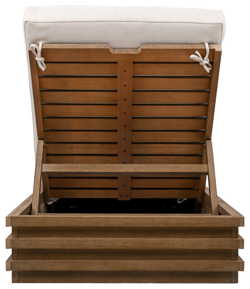 Safavieh Couture Indoor-Outdoor Barbados Chaise Lounge, Natural/Beige