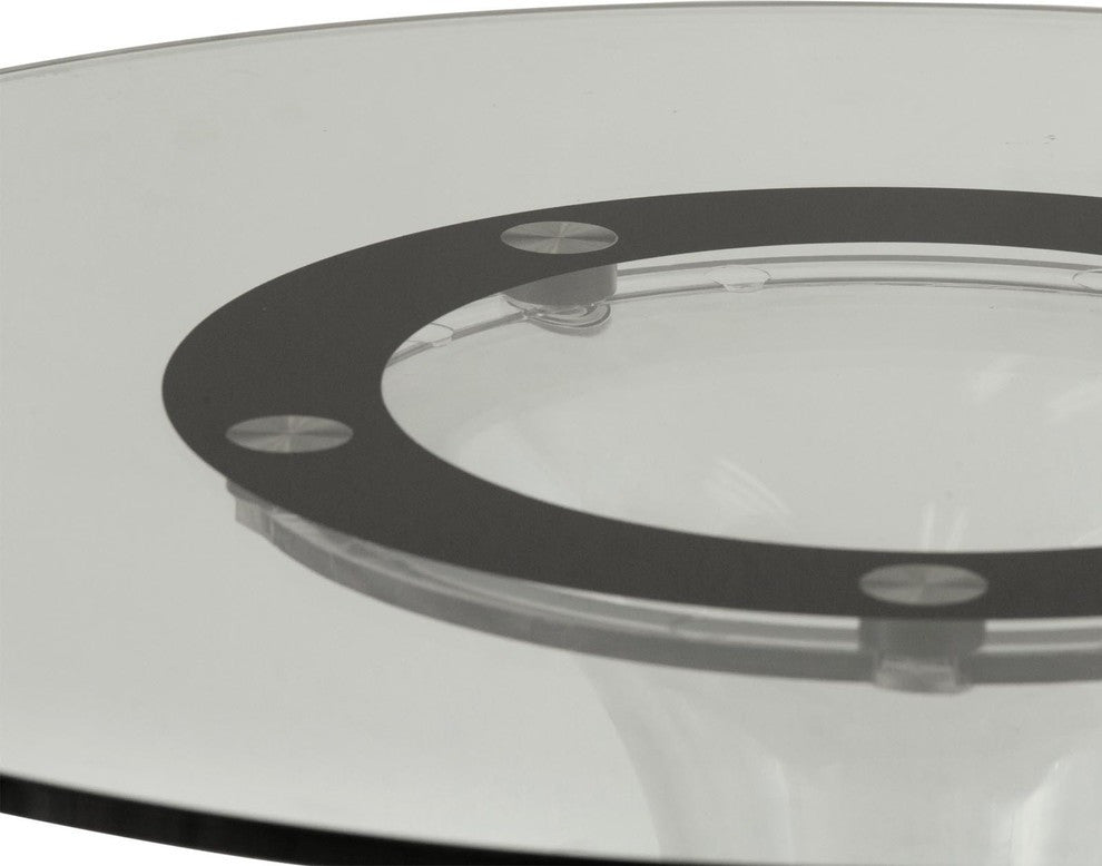 Leisuremod Lonia Modern Glass Top Bistro Accent Dining Table With Acrylic Base