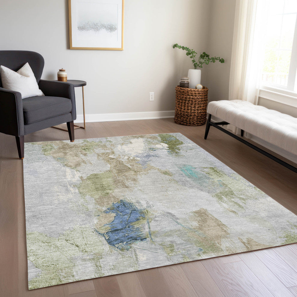 Machine Washable Indoor/Outdoor Chantille ACN1914 Beige 9' x 12' Rug