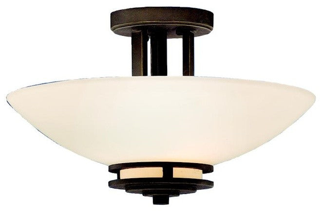 Semi Flush 2-Light, Olde Bronze, Light Umber Glass