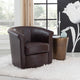 Marvel 360 Swivel Barrel Chair by Grafton Home, Walnut Brown Faux Leather