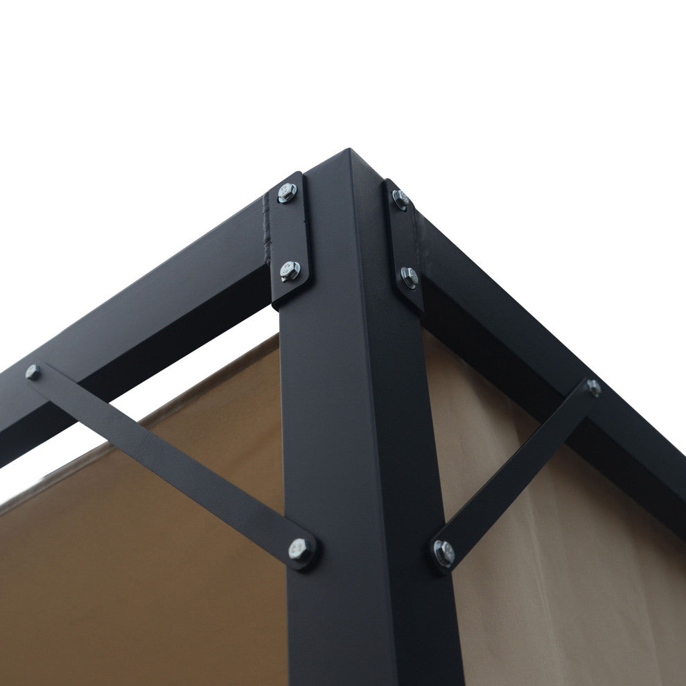 GDF Studio Wendy Outdoor Steel Framed 10' by 10' Gazebo, Beige