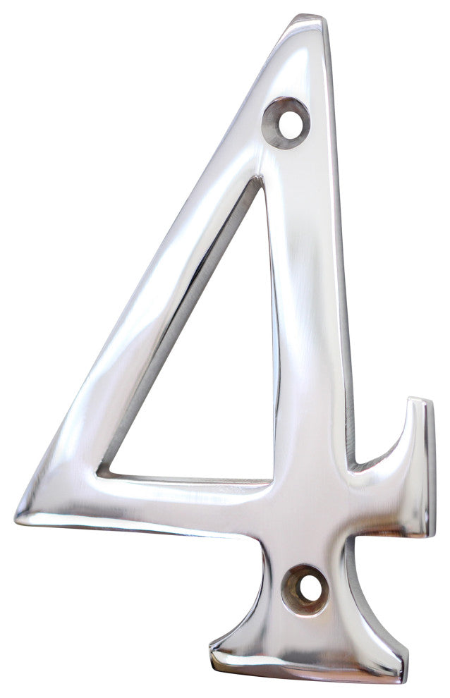 RCH Hardware Brass Modern Curvy House Number, 4-Inch, Various Finishes, Polished