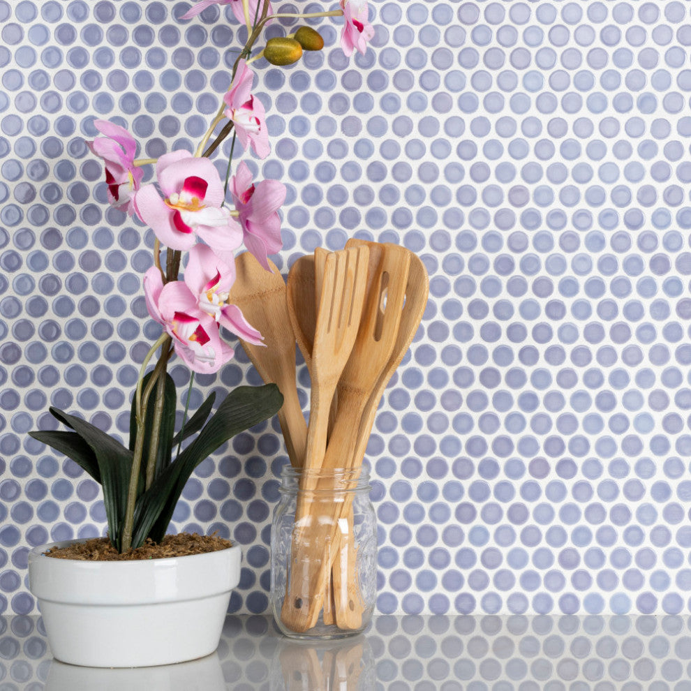 Hudson Penny Porcelain Mosaic Floor and Wall Tile, Lavender
