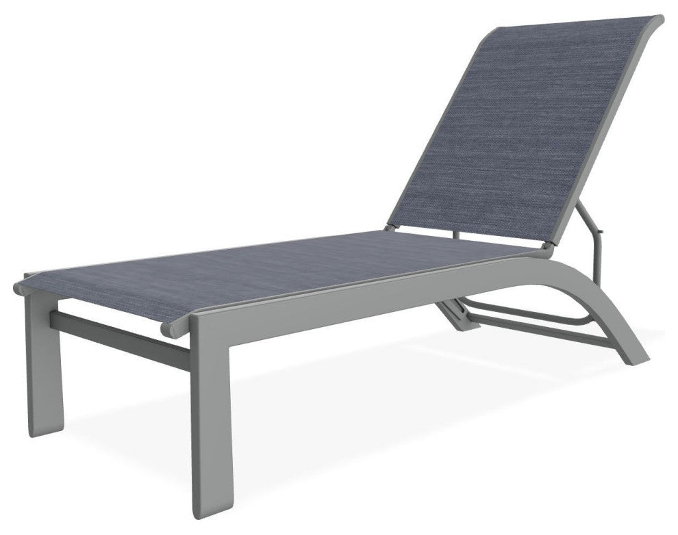 Kendall Sling Stackable Outdoor Chaise Lounge, Augustine Denim/Graphite