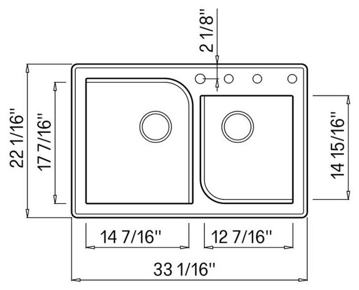 33.0625-in x 22.0625-in Drop-in Radius Granite Kitchen Sink