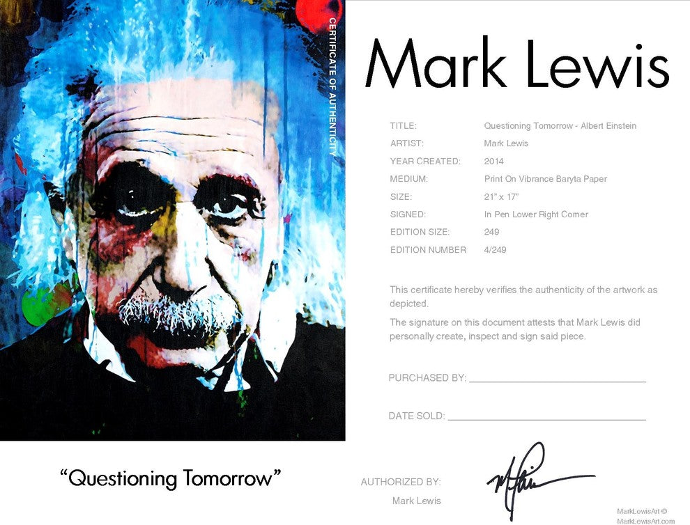 Albert Einstein "Questioning Tomorrow" Art by Mark Lewis