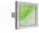 Hand Brushed Green Tilted Stroke Crystal Glass Brushed Nickel Square Manor Knob