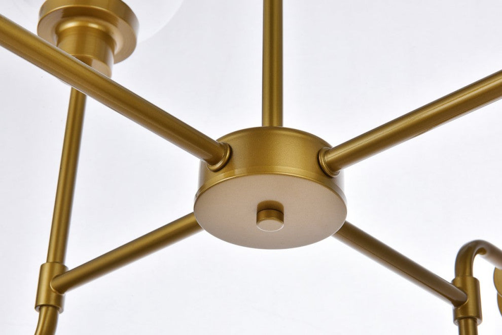 Helen 8-Light Pendant, Black With Brass With Frosted Shade
