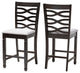 Brande Gray Fabric Espresso Brown Finish Counter Height Pub Chairs, Set of 2