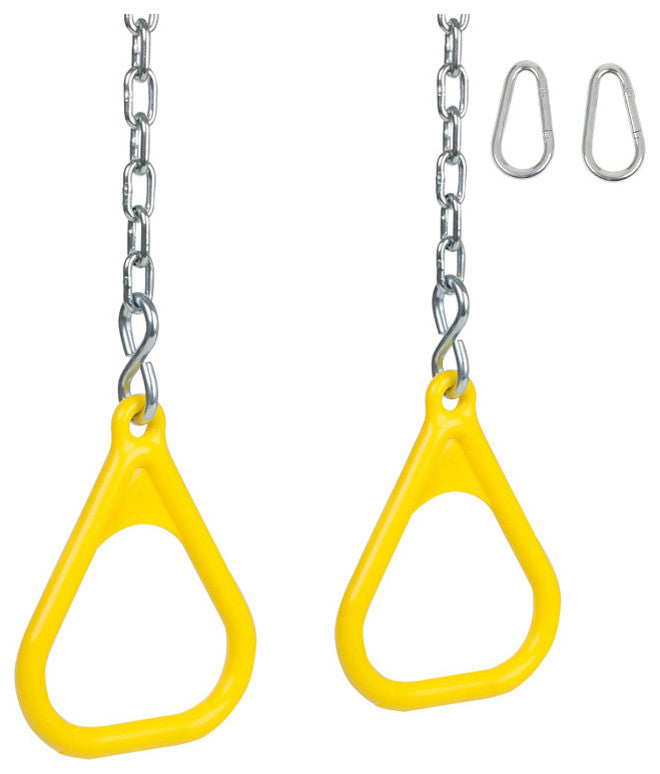 Swing Set Trapeze Rings With Chains, Set of 2, Yellow