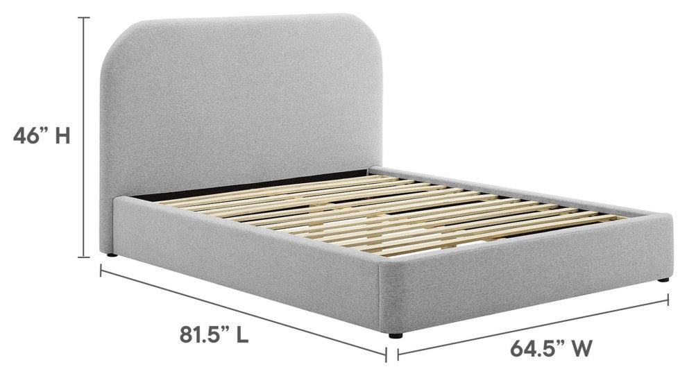 Keynote Upholstered Fabric Curved Full Platform Bed